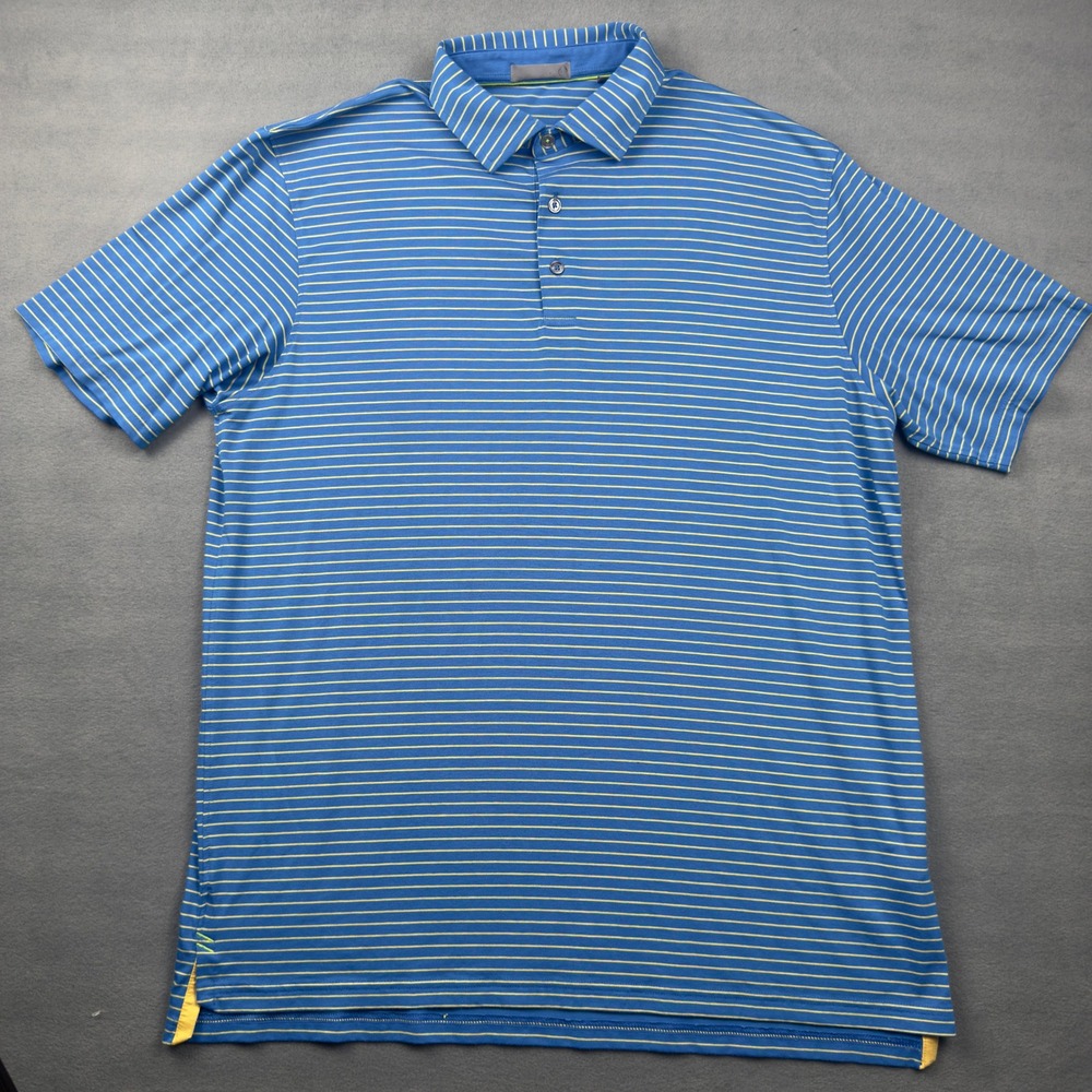tasc Performance Mens Blue Yellow Striped Polo Shirt TM546 Large Fall 2023